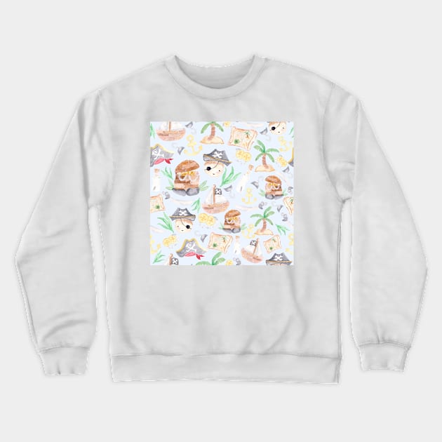 Pirates | Watercolor | Pattern Crewneck Sweatshirt by Harpleydesign